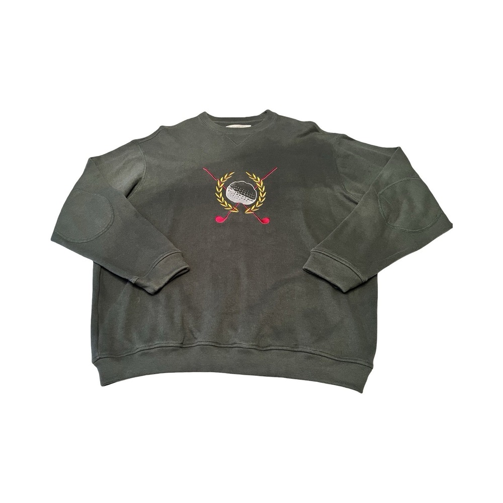 Grand Slam Mens Forest Green Golf Embroidered Elbow Patch Sweatshirt Large